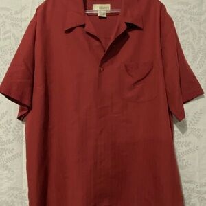 Maroon Button-Up Men's Shirt Guayabera